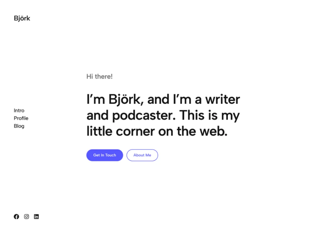 Björk wordpress theme